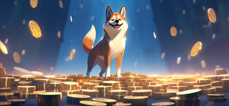 Shiba Inu dog Dogecoin standing on coins gold crypto #2